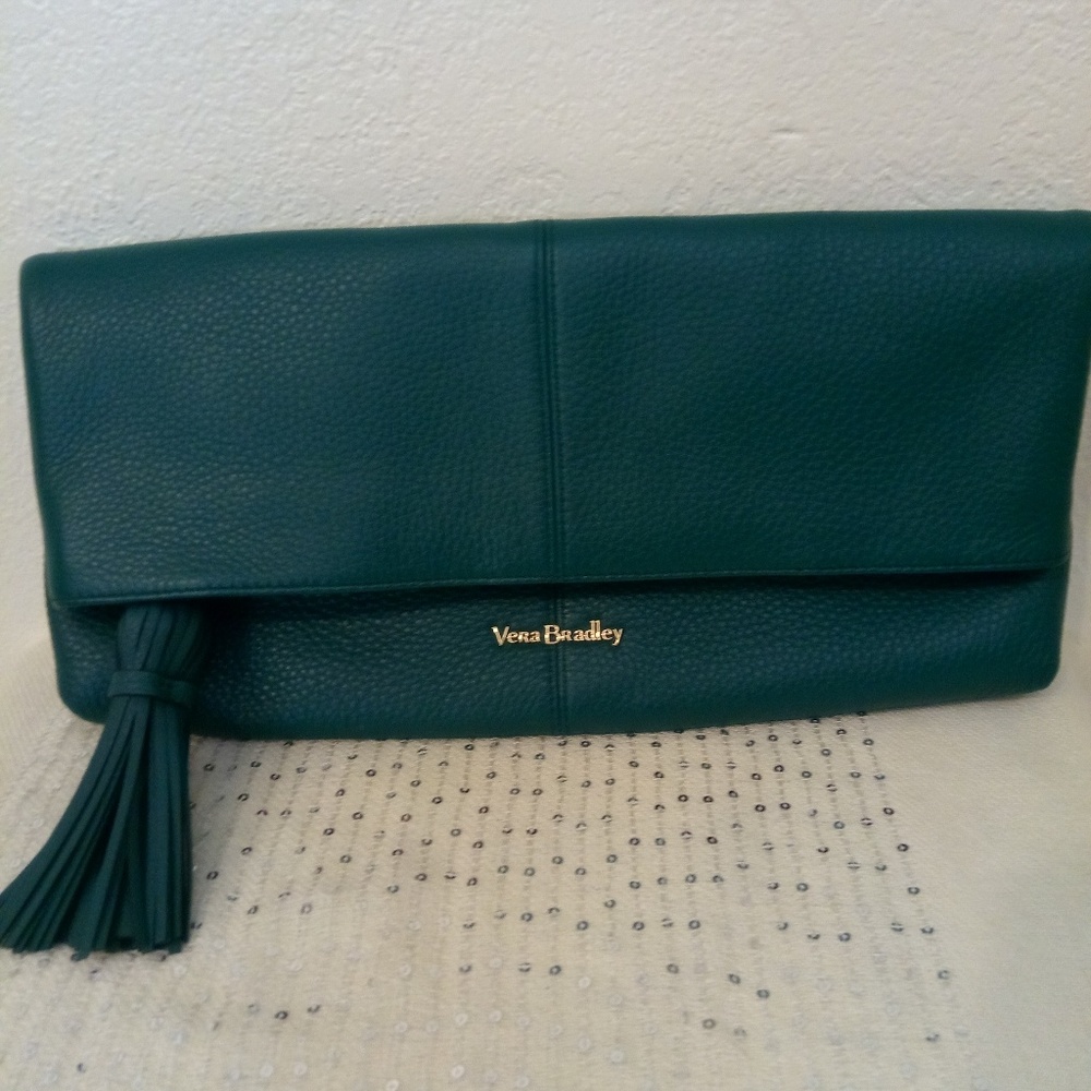 Genuine leather clutch Vera Bradley green